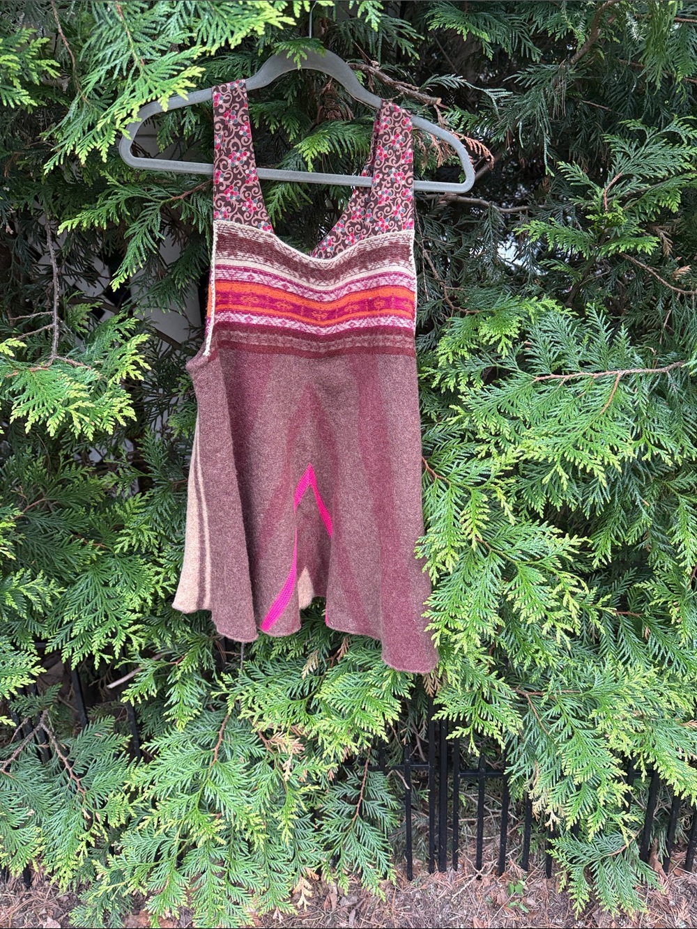 Free People Brown & Pink Striped Scoop Neck Sweater Jumpet